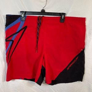Vintage 90s Speedo Swim Trunks Mens Medium Colorblock Liner Mesh Pocket